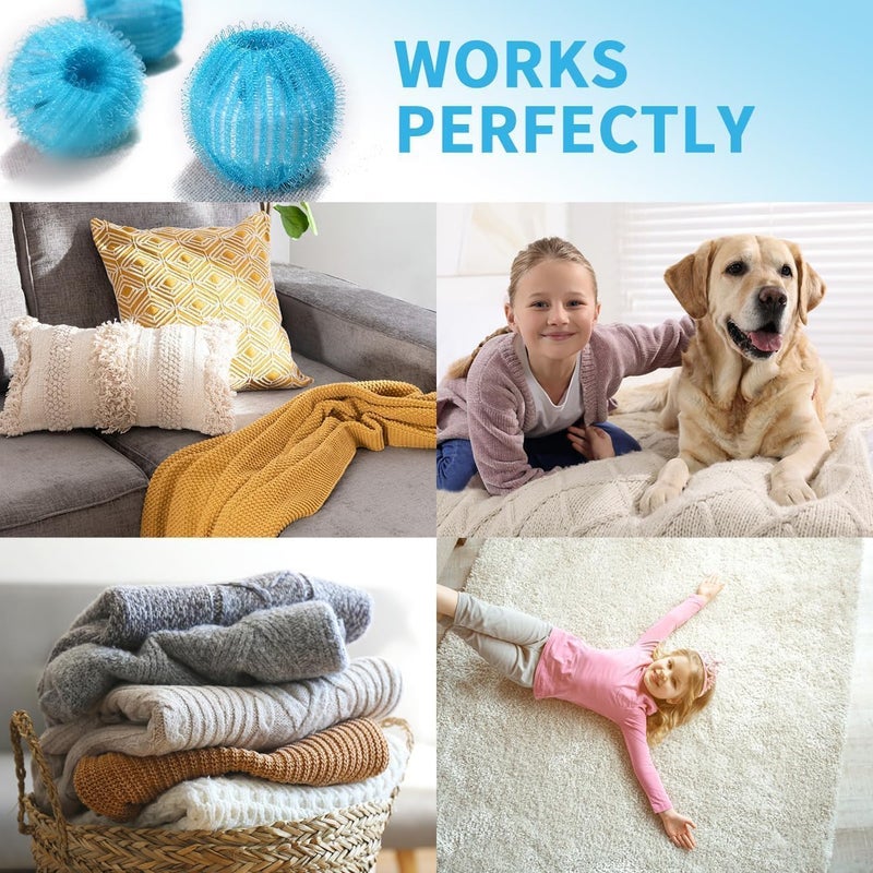 wdcfxy [12 Pack] Reusable Pet Hair Remover for Laundry - Dog Hair Catcher Dryer Sheets with Non-Damage Design, Fits Clothes/Bedding/Washer Machine - 2X Efficiency Lint Traps - Image 5